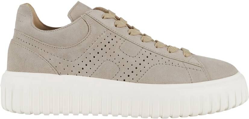 Hogan Bruine Veterschoenen met Zichtbare Stiksels
