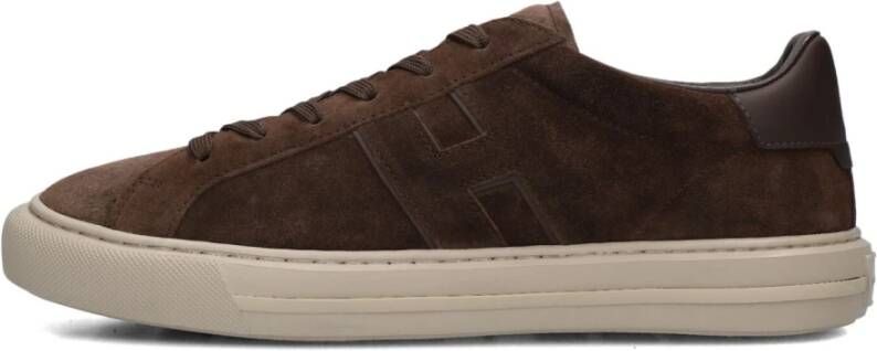 HOGAN Lage Sneakers Heren H691 Allacciato H Maat: 43 Materiaal: Suède Kleur: Bruin