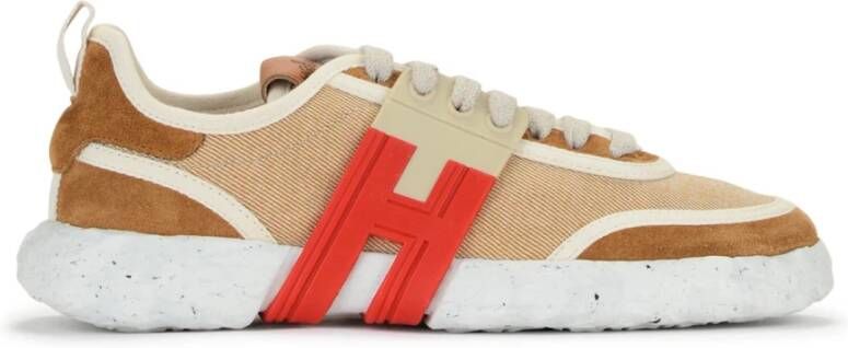 Hogan Canvas Sneaker -3R in Bruin en Rood Multicolor Dames