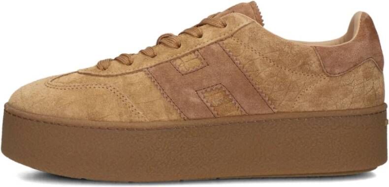 HOGAN Lage Sneakers Dames H681 Allacciato H Maat: 38 Materiaal: Suède Kleur: Camel