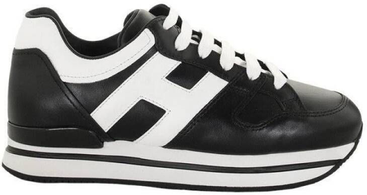 Hogan Casual Stijl Leren Sneakers met Gedurfde 4cm Zool Black Dames