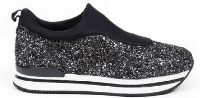 Hogan Comfortabele Glitter Sneakers Zwart Dames