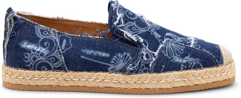 Hogan Denim Floral Print Espadrilles