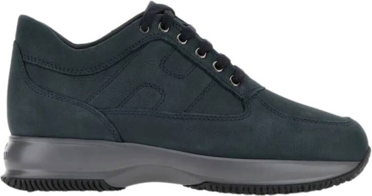 Hogan Blauwe Suède Sneakers met Zichtbare Stiksels Black Heren