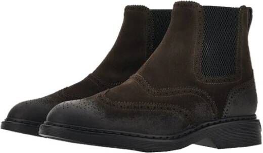 Hogan Ebano Chelsea Boots met Wingtip en Elastische Inzetstukken Brown Heren