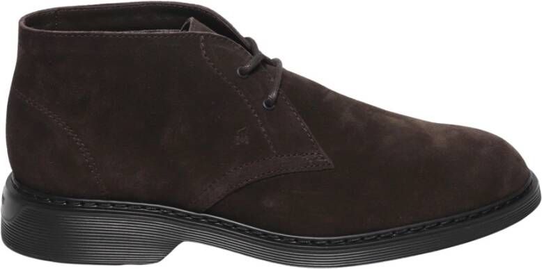 Hogan Ebony Suede Veterschoen Brown Heren