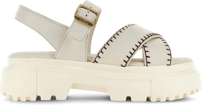 Hogan Flat Sandals Beige Dames