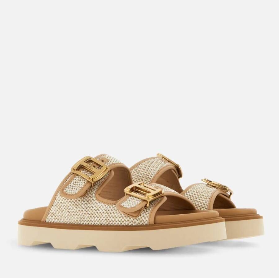 Hogan Flat Sandals Beige Dames