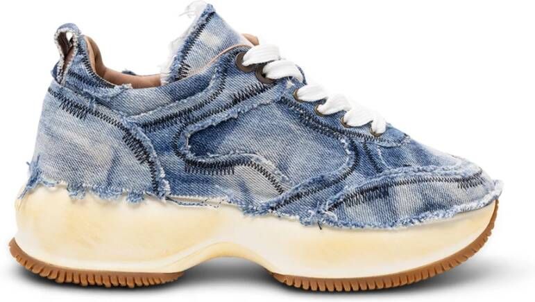 Hogan Frayed Denim Platform Sneakers