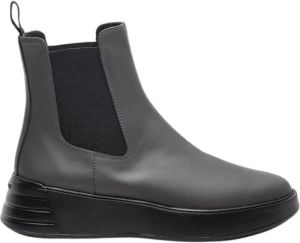 Hogan Futuristic Style Gummed Leather Ankle Boots Grijs Dames
