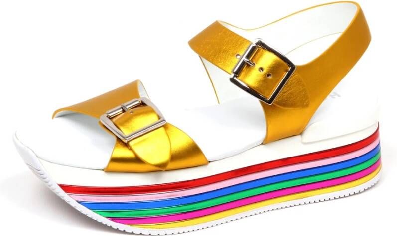 Hogan Gele Wig Sandalen met Gespdetail