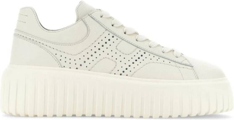 HOGAN Lage Sneakers Dames H-stripes Allacciato Maat: 39 Materiaal: Leer Kleur: Wit
