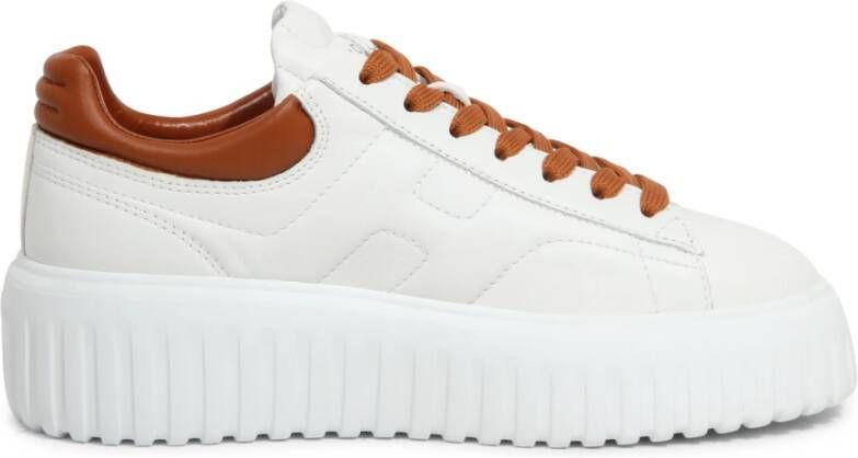 Hogan Gestreept witte leren sneakers
