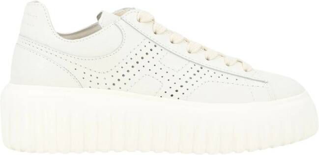 Hogan Gestreepte Geperforeerde Sneakers White Dames