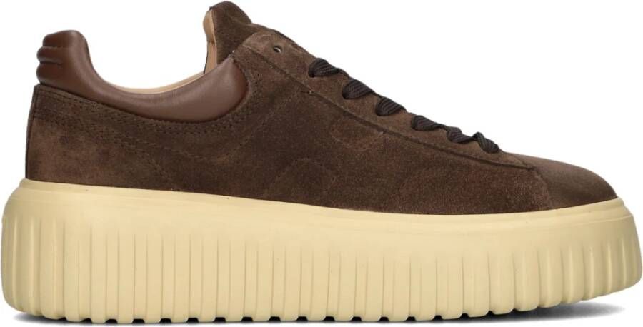 Hogan Gestreepte lage sneakers voor dames bruin