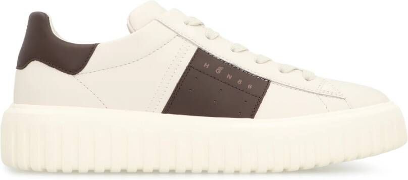 Hogan Gestreepte leren sneakers met contrasterende hiel