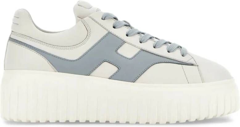 Hogan Gestreepte Sneakers in Ivoor en Blauw