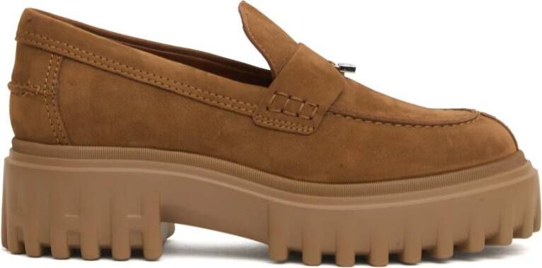 Hogan Gestreepte tabak rubber mocassin