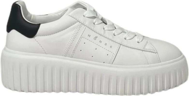 Hogan Gestreepte Vetersneakers met Logoband White Dames