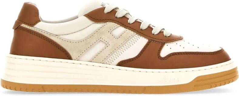 Hogan Sneakers van glad leer met suède inzetstukken Brown Heren
