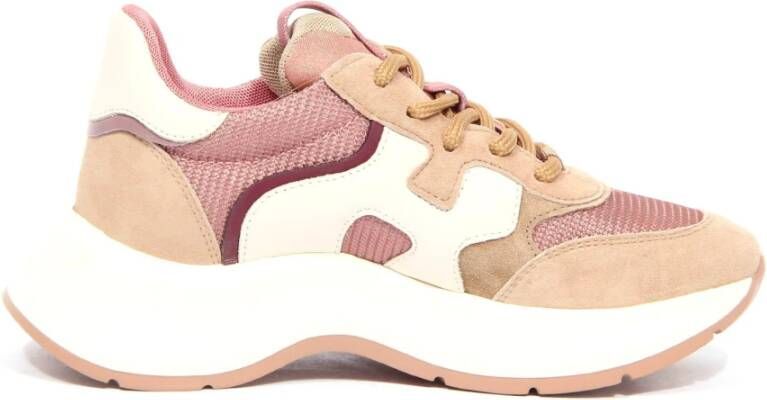 Hogan Glitter Golf Sneakers in Roze Beige Ivoor