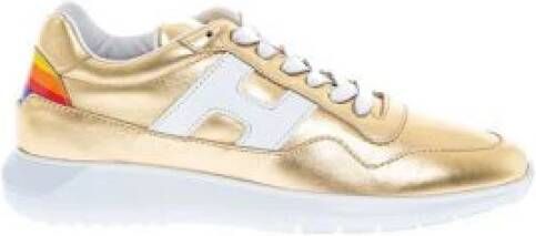 Hogan Gouden lage sneakers met veelkleurige afwerking Geel Dames