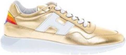 Hogan Gouden lage sneakers met veelkleurige afwerking Yellow Dames Schoenen