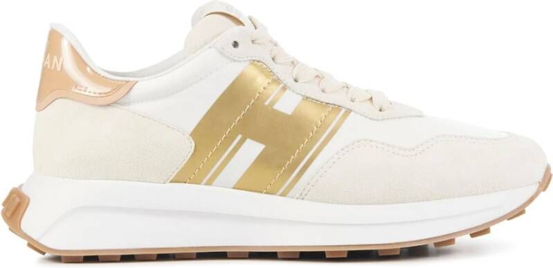 Hogan Witte Lage Sneakers met Beige Accents White Dames