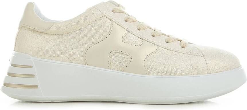 Hogan Gouden Platte Sneakers voor Modieuze Vrouwen Beige Dames