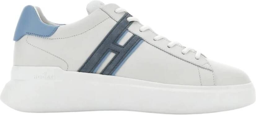 Hogan Grijze Leren Sneakers met H Detail Gray Heren