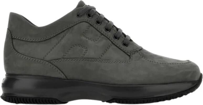 Hogan Grijze Nubuck Sneakers met Gewatteerde H