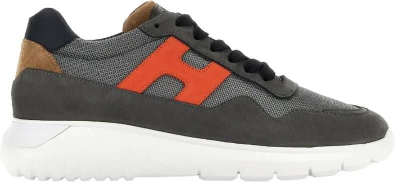 Hogan Grijze Platte Schoenen met Nubuck Bovenwerk Grijs Heren