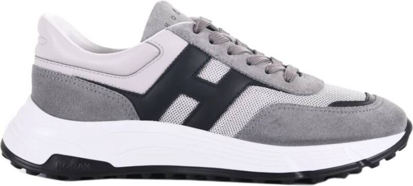 Hogan Grijze Sneakers in Suède en Nylon Mesh