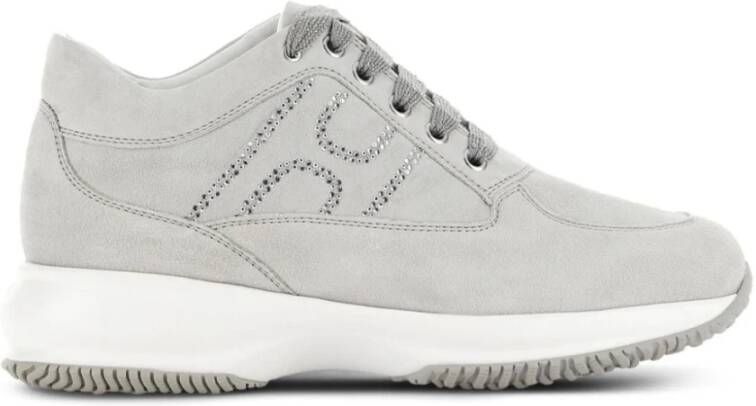 Hogan Grijze Sneakers met Kristallen Gray Dames