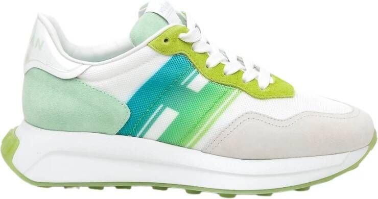 Hogan Groene Grijze en Witte Suède Sneakers Multicolor Dames
