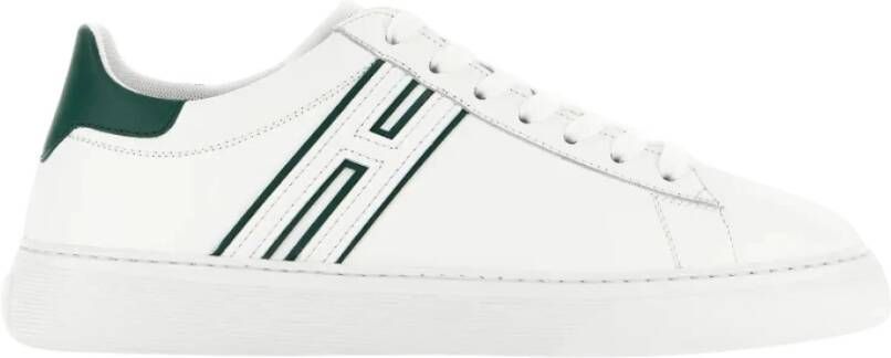 Hogan Groene Leren Sneakers met Zijlogo White Heren