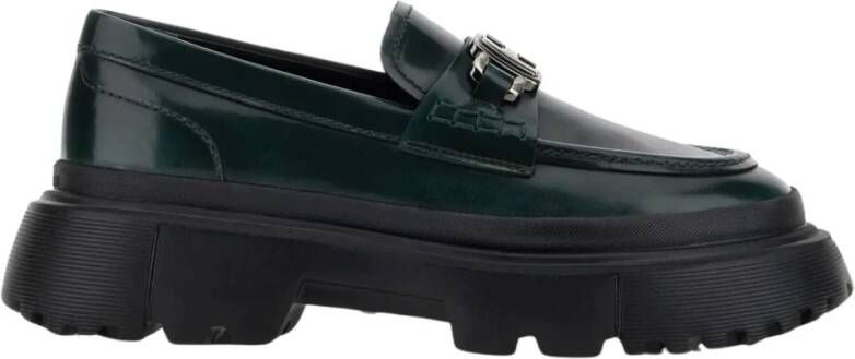 Hogan Groene Loafers Urban Militaire Stijl