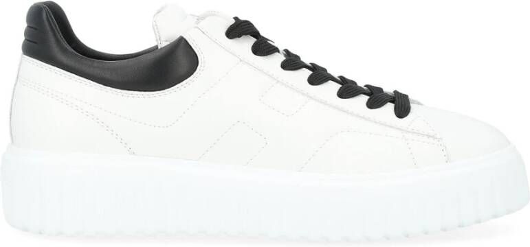 Hogan H-Stripes Leren Sneakers in Wit en Zwart White Heren