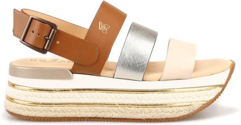 Hogan H432 Leren Sleehak Sandalen