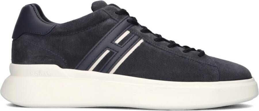 HOGAN Lage Sneakers Heren H580 Allacciato H Slash Maat: 43 Materiaal: Suède Kleur: Donkerblauw