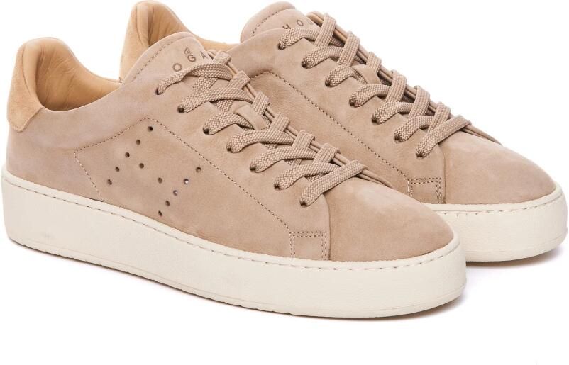 Hogan Beige Sneakers Leren Bovenwerk Ronde Neus