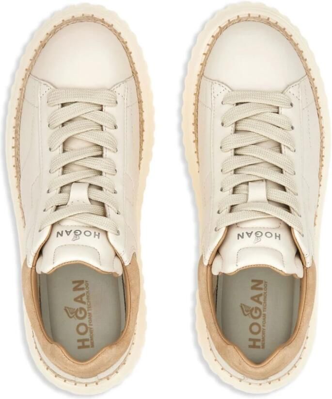 Hogan Gestreepte leren sneakers ivoor White Dames