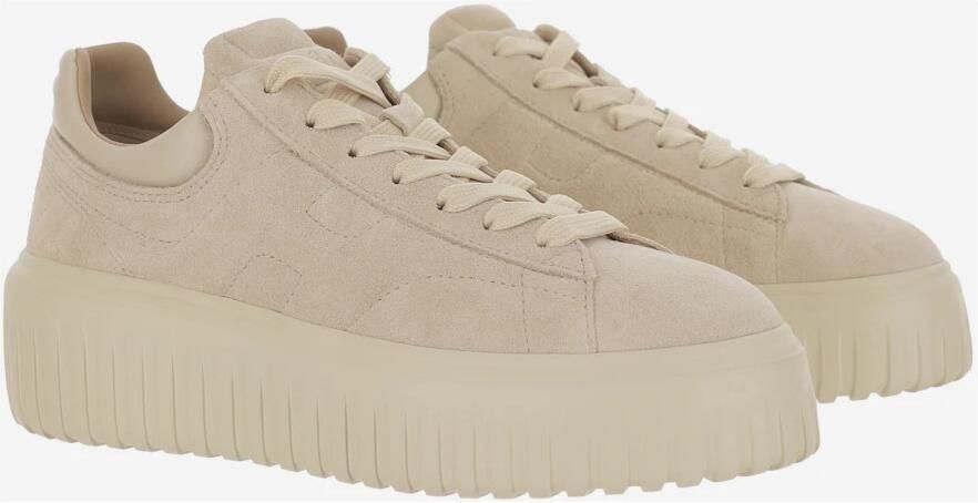 Hogan Beige Suède Leren Veterschoenen Sneakers