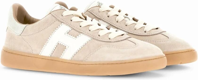Hogan Beige Suède Sneakers met Ronde Neus