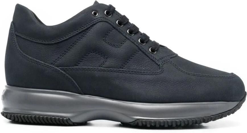Hogan Blauwe Suède Interactieve Sneakers met Zichtbare Stiksels