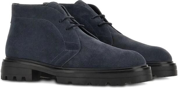 Hogan Blauwe Veterschoenen met Platte Zool