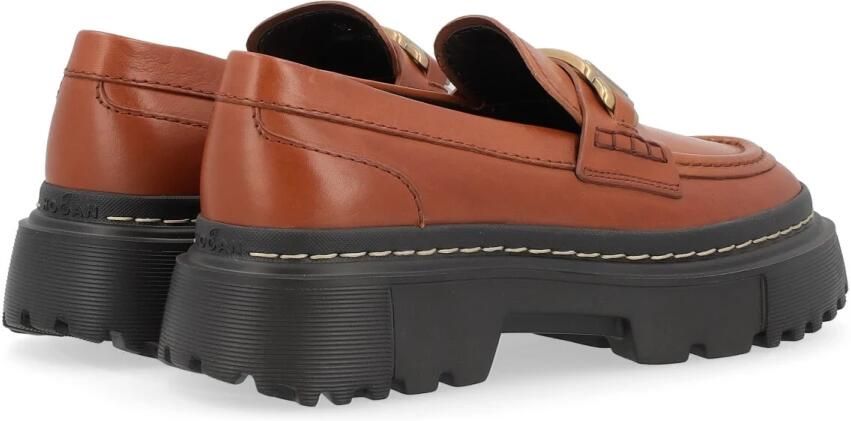 Hogan Bruine leren mocassin met metalen accessoire - Foto 4