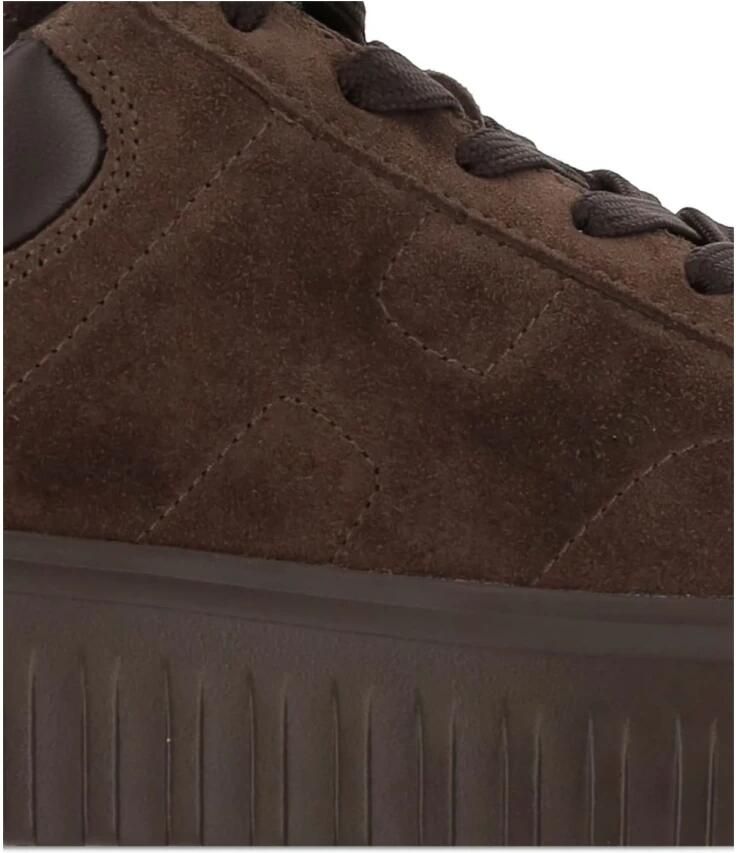 Hogan Bruine Suède Platte Schoenen Ronde Neus