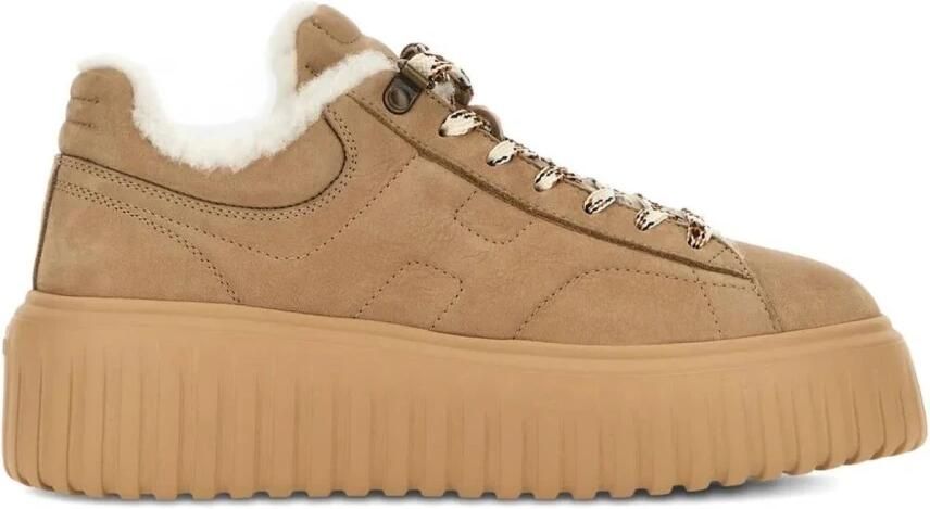 Hogan Suede Shearling Gevoerde Platform Sneakers