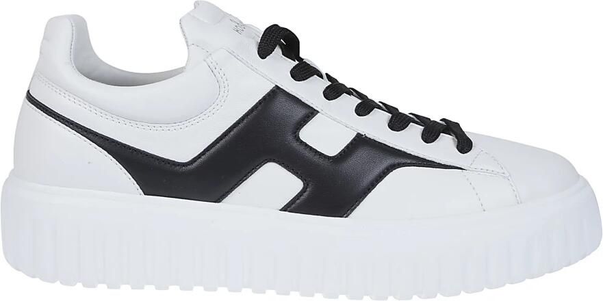 Hogan Strepen Leren Sneakers Wit Zwart White Heren